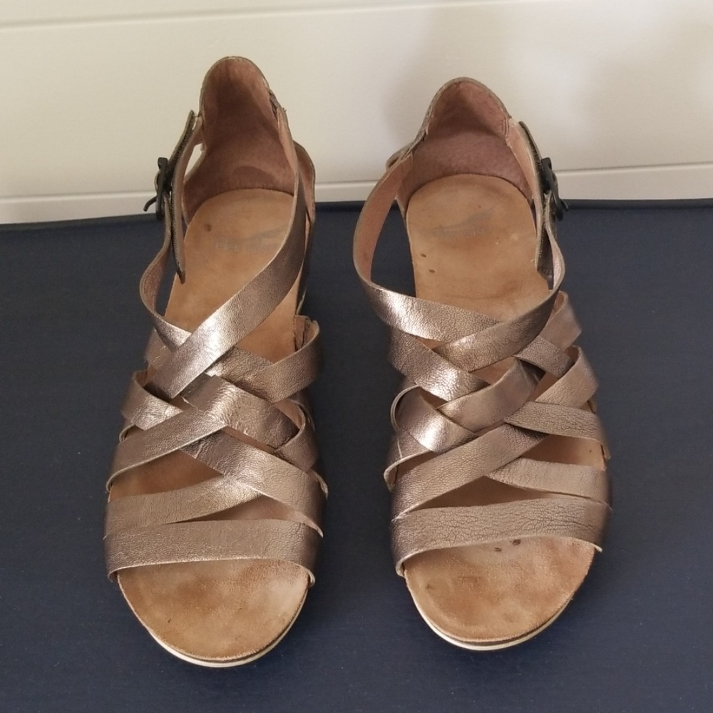 Dansko Leather Gladiator Sandals Pewter Sz 10.5-11